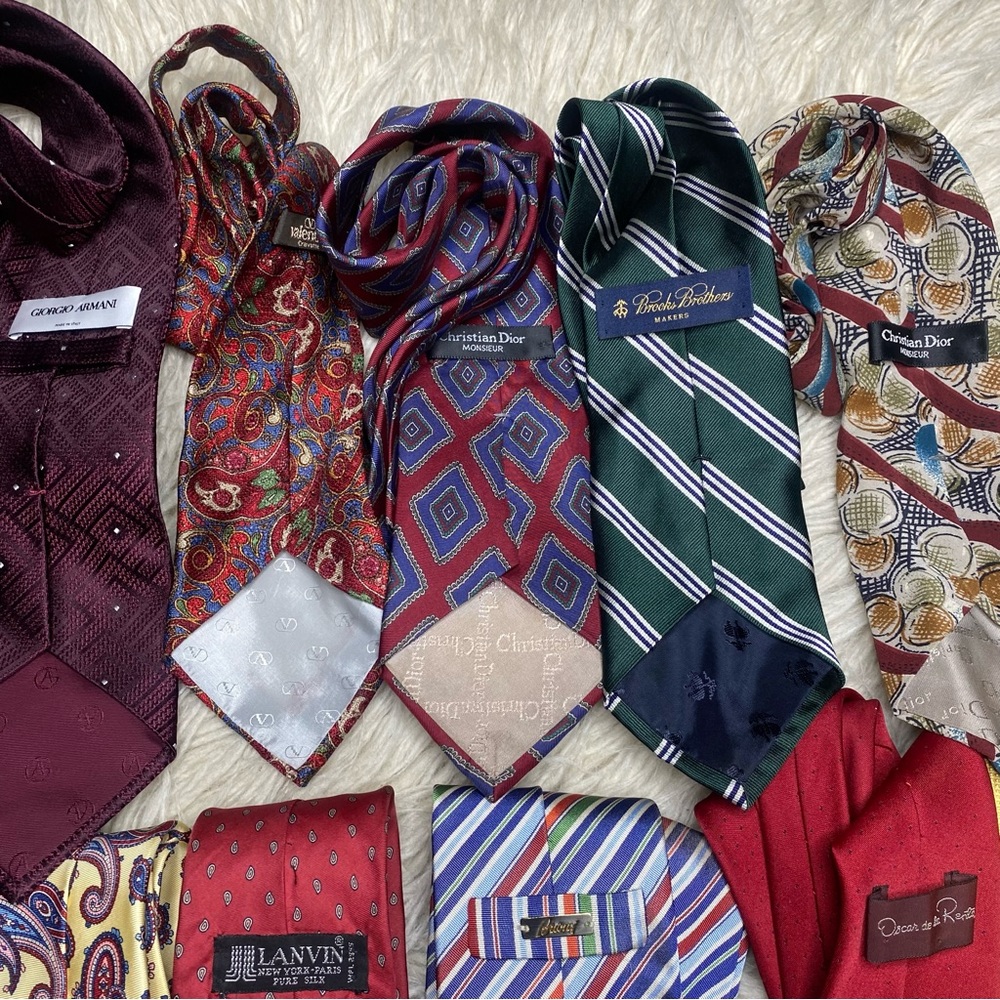 LUXURY Tie Lot of 12 Brioni, Canali, Valentino, Giorgio Armani, Christian Dior - Picture 8 of 11